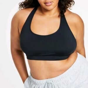 ⭐ NWT Ideology Medium Impact Wicking Black Sports Bra 2X #11-22